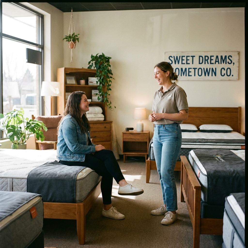 Friendly, casual mattress consultation in a local Fort Myers store