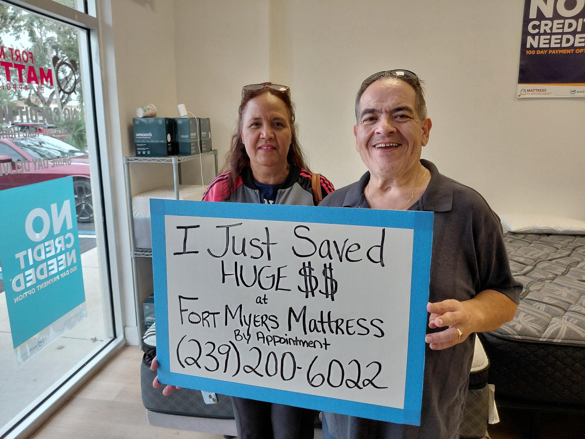 Happy customer 1 with their new mattress from Fort Myers Mattress