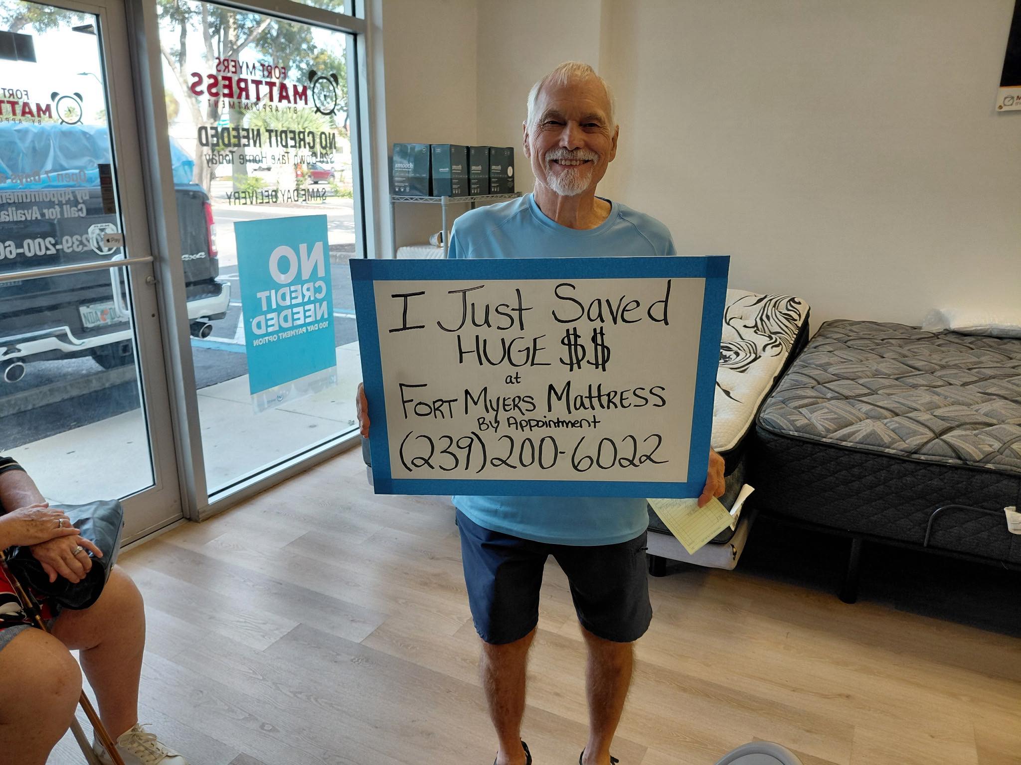 Happy customer 3 with their new mattress from Fort Myers Mattress