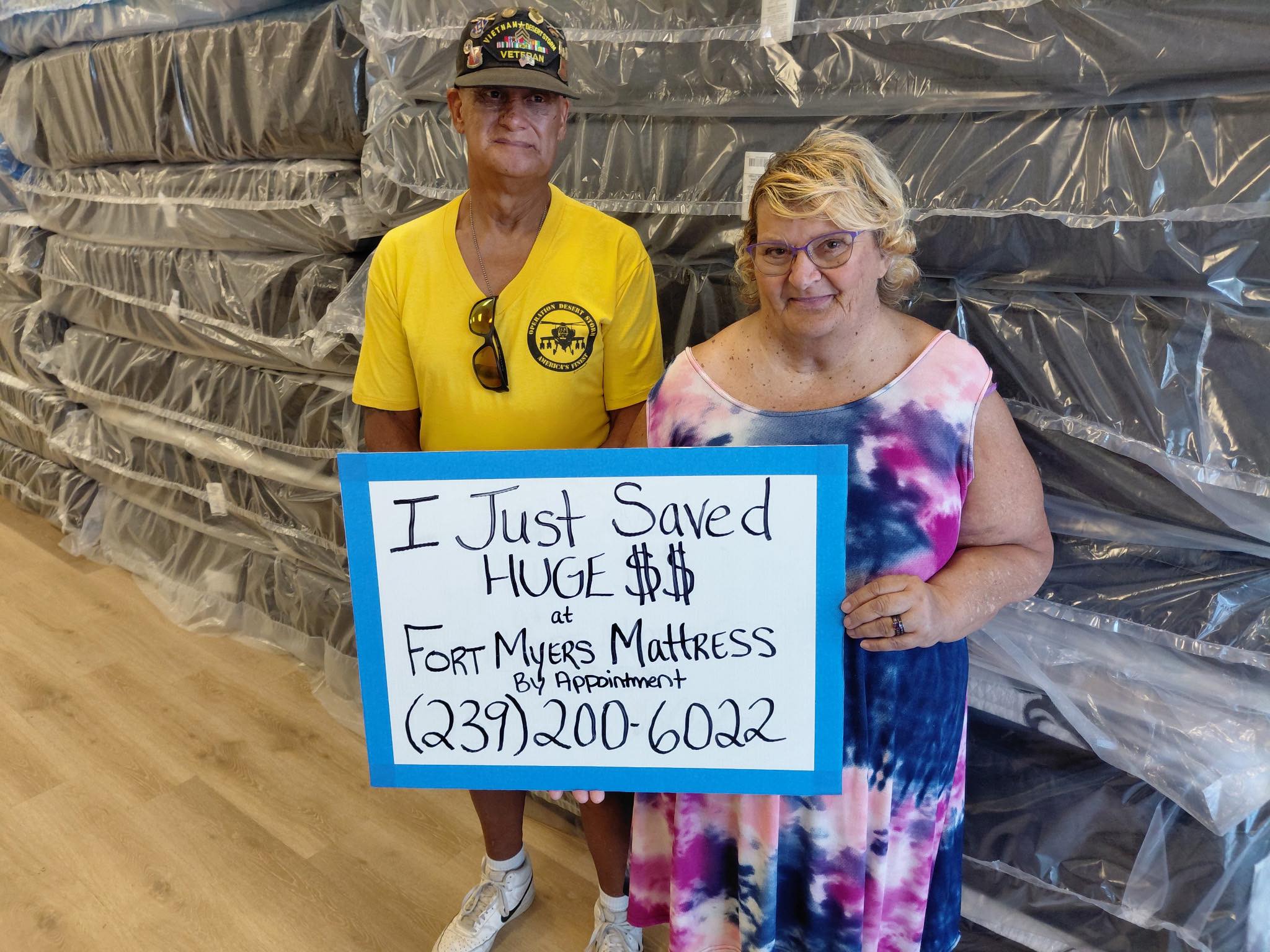 Happy customer 20 with their new mattress from Fort Myers Mattress