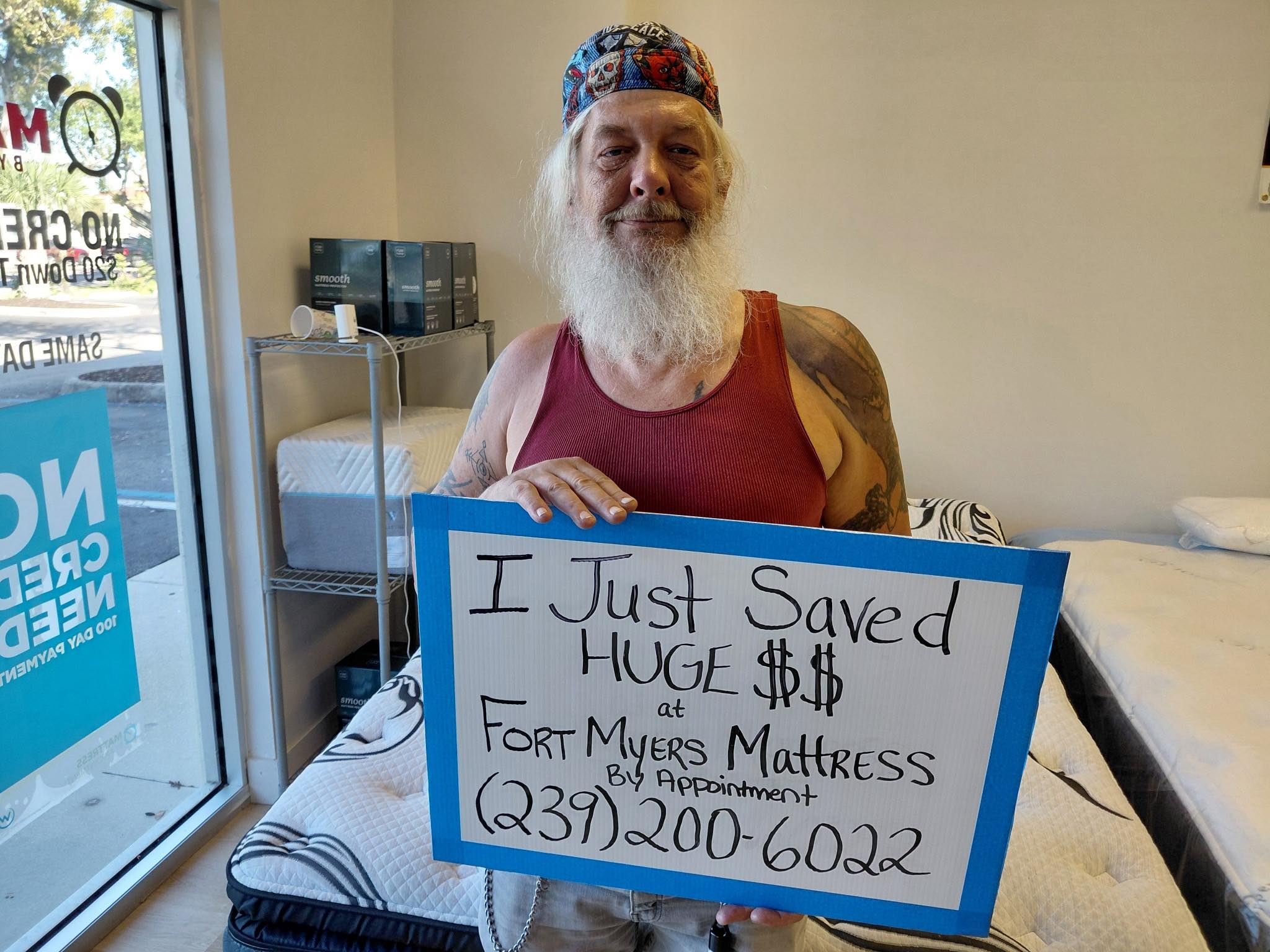 Happy customer 22 with their new mattress from Fort Myers Mattress