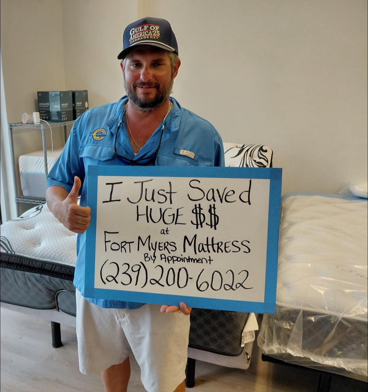 Happy customer 24 with their new mattress from Fort Myers Mattress