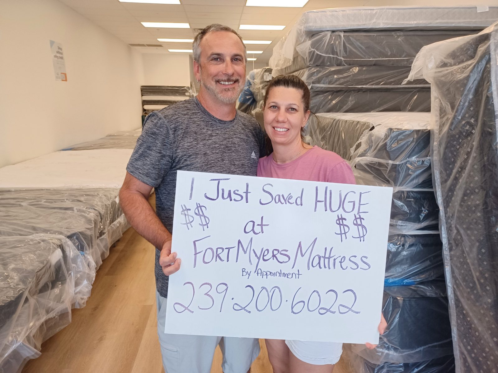Happy customer 28 with their new mattress from Fort Myers Mattress