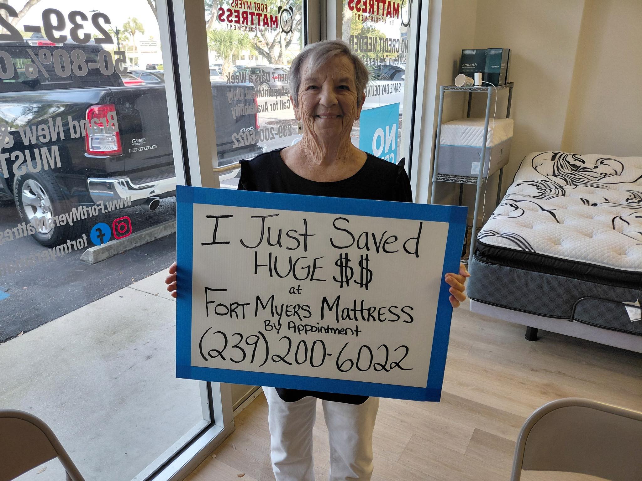 Happy customer 30 with their new mattress from Fort Myers Mattress